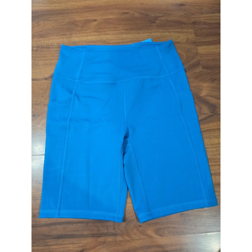 NEW All In Motion Shorts S Blue High Rise Athletic Bike Shorts with Pockets